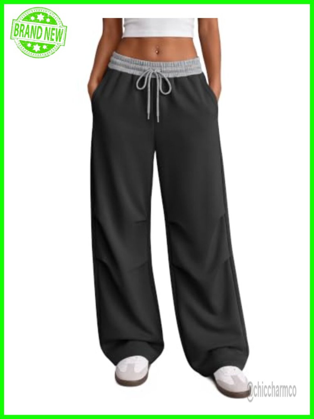 Women's Baggy Y2K Low Rise Track Pants Wide Leg Drawstring Sweatpants